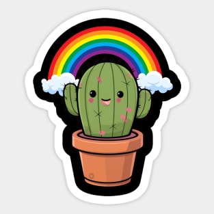 Tiny Cactus & Rainbow Sticker